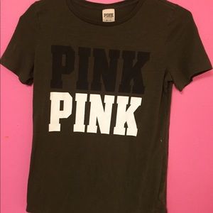 Pink brand army green t-shit